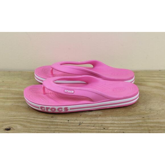 New Crocs Flip Flops Womens 10 Pink Bayaband Flip Thong Shoes - Picture 1 of 6